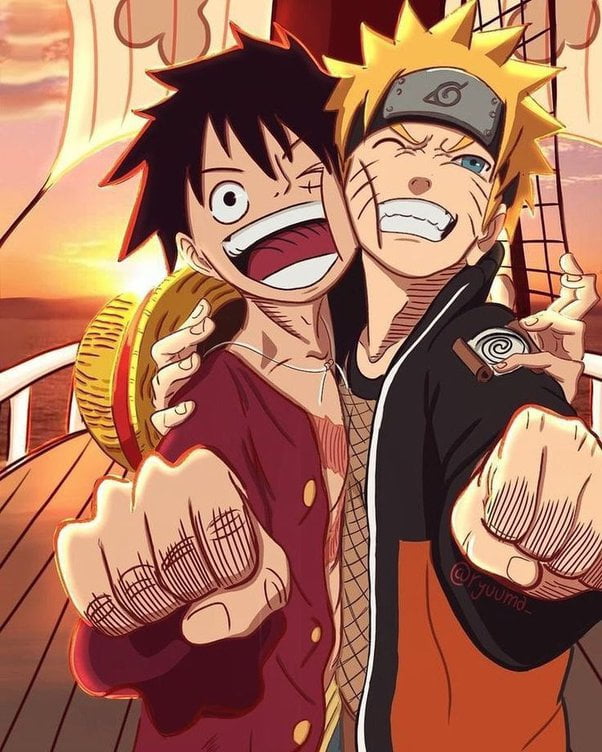 Naruto and One Pieces Luffy Reappear as Best Friends in Canon Art 2