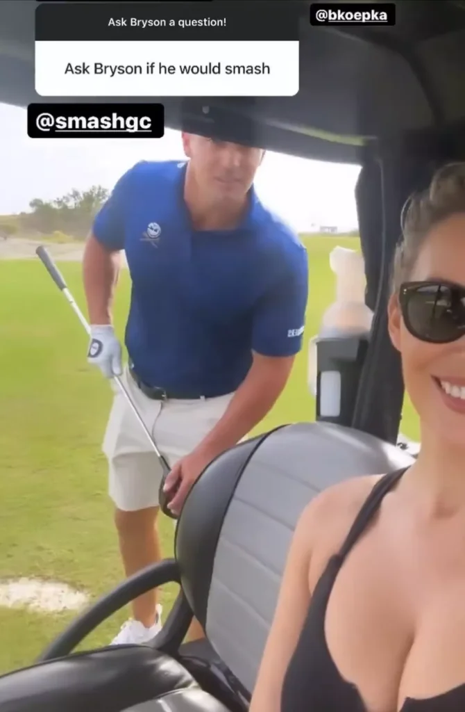Paige Spiranac Playfully Questions Bryson DeChambeau During Golf Outing 2