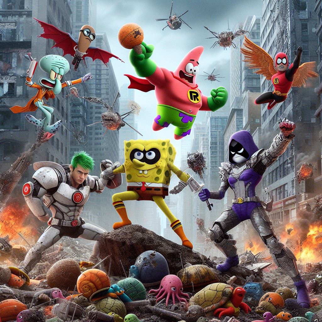 Spongebob killed the heroes of the DC Universe blood everywhere 13