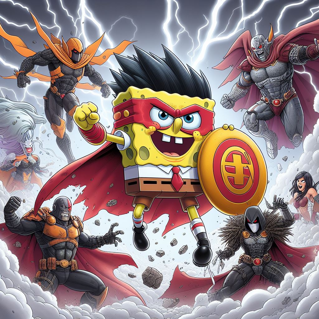 Spongebob killed the heroes of the DC Universe blood everywhere 7